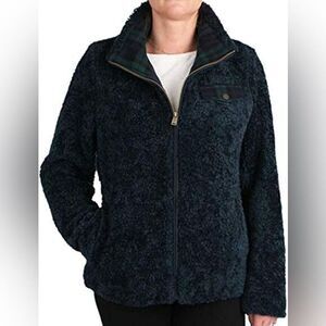 PENDLETON Ladies' Fuzzy Zip SHERPA Jacket SIZE LARGE tartan plaid cozy‎
